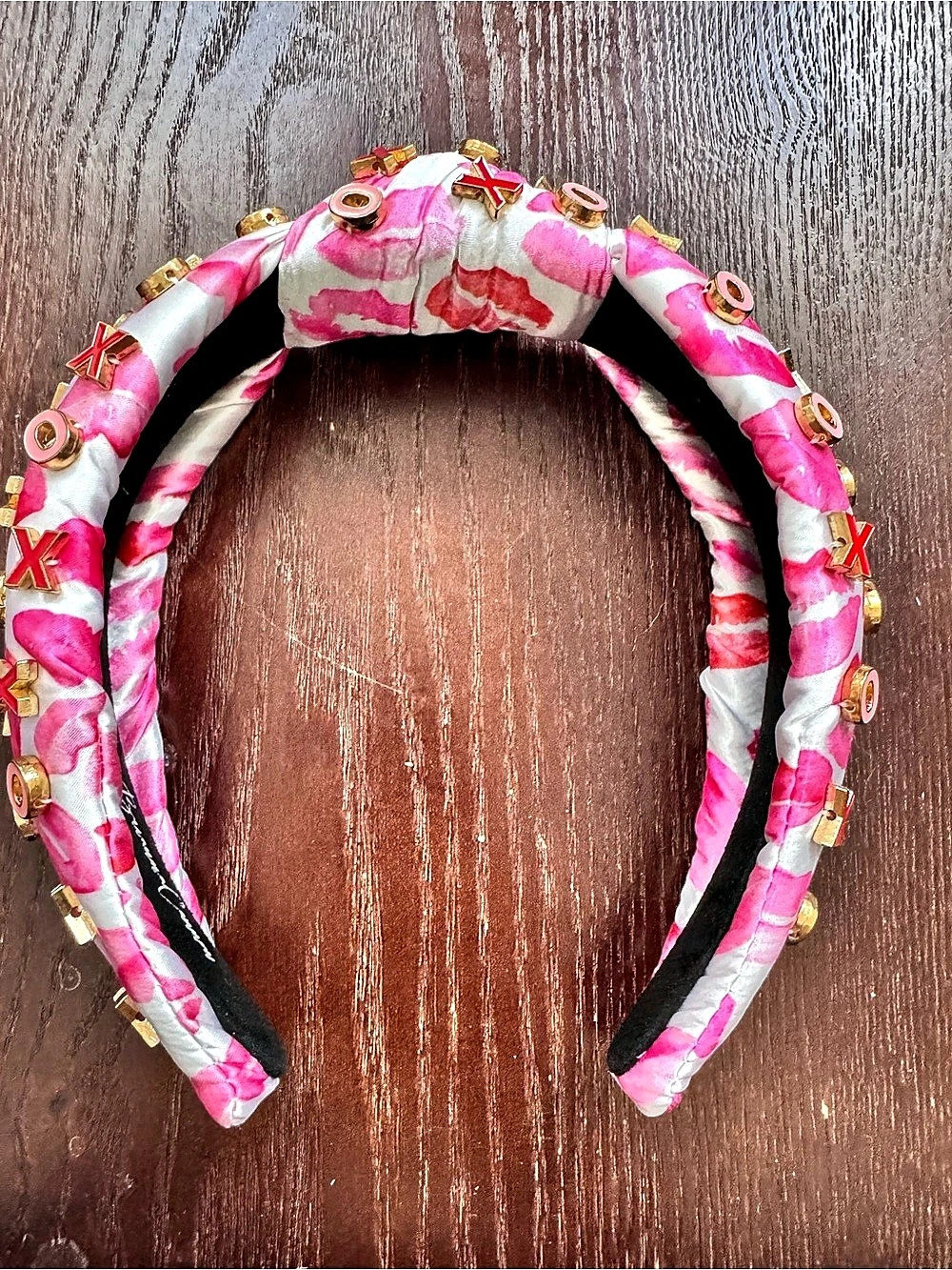 Brianna Cannon Valentine’s Embellished Pink & White Headband Like New